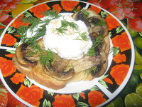 рецепт Гренки "На завтрак" с грибами и яйцом-пашот
