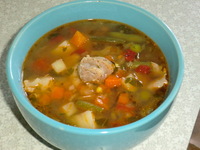 рецепт Овощной суп с куриными потрошками