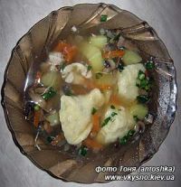 рецепт Суп грибной с галушками