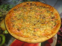 рецепт Пицца с начинкой из колбасы и грибов "Вкусная"