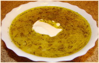 рецепт Овощной суп с консервированным зелёным горошком